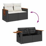 vidaXL Salon de jardin avec coussins 7 Pièces noir résine tressée acacia