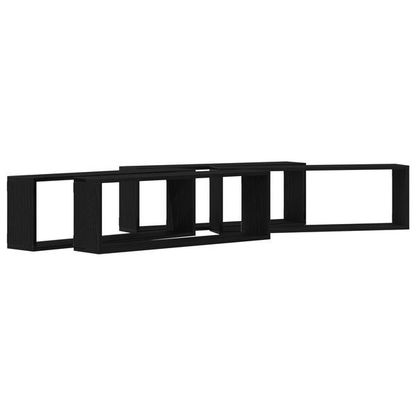 Étagères murales vidaXL 4 pièces Chêne Noir 80x15x26 cm Bois d'ingénierie