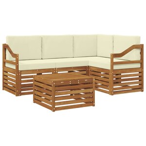 vidaXL Ensemble de canapés d'extérieur 5 pc Naturel et Crème Polyester