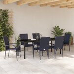 vidaXL Ensemble de salle à manger de jardin 7 pièces en rattan poly noir