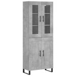 vidaXL Buffet haut Gris béton 69 5x34x180 cm Bois d'ingénierie