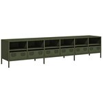 vidaXL Meuble TV vert olive 202x39x43 5 cm acier laminé à froid
