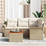 vidaXL Ensemble de canapé de jardin avec coussin 5 Pièces Beige et crème