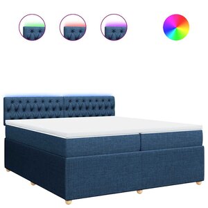 vidaXL Sommier à lattes de lit avec matelas Bleu 200x200 cm Tissu