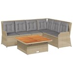 vidaXL Salon de jardin avec coussins 5 Pièces beige résine tressée