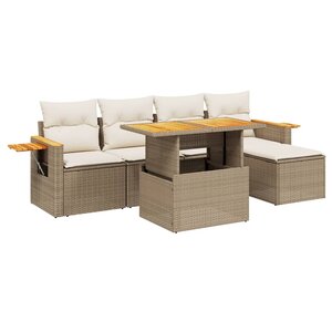 vidaXL Salon de jardin avec coussins 6 Pièces beige résine tressée