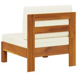 vidaXL Canapé central avec coussins blanc crème Bois d'acacia solide