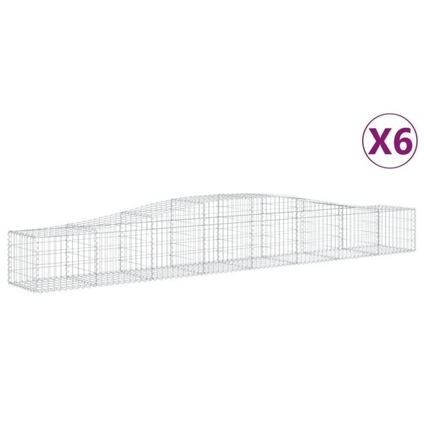 vidaXL Paniers à gabions arqués 6 Pièces 400x50x40/60 cm Fer galvanisé