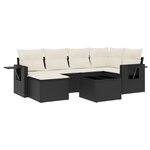 vidaXL Salon de jardin 7 Pièces avec coussins noir résine tressée