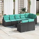 vidaXL Ensemble de Canapés avec coussin 9 Pièces Noir polyrotin
