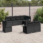vidaXL Salon de jardin 8 Pièces avec coussins noir résine tressée