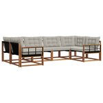 vidaXL Ensemble de canapés d'extérieur 6 pc Gris Naturel et Clair