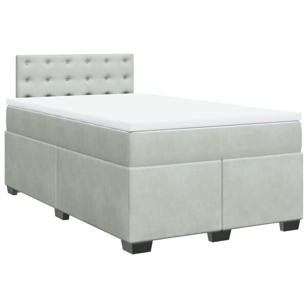 vidaXL Sommier à lattes de lit et matelas gris clair 120x190cm velours