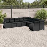 vidaXL Salon de jardin 10 Pièces avec coussins noir résine tressée