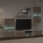 vidaXL Meubles TV avec lumière LED 5Pièces chêne sonoma bois d'ingénierie