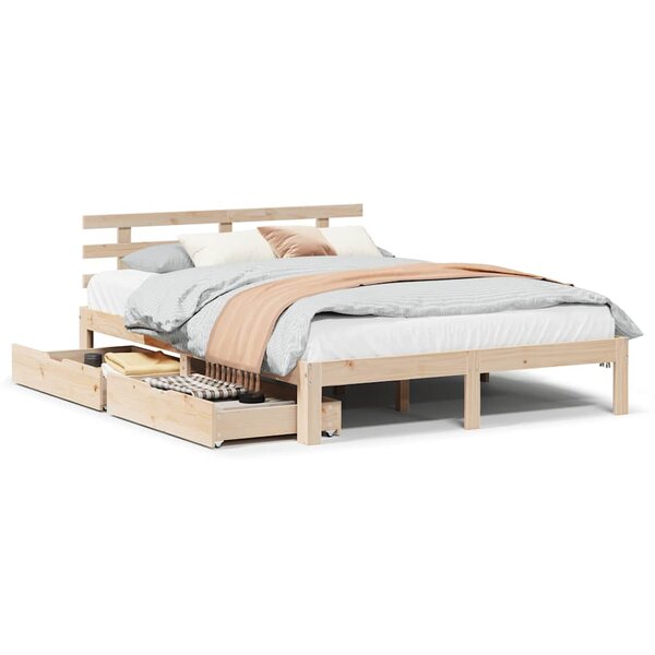 vidaXL Cadre de lit avec tiroirs sans matelas 120x190 cm