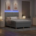 vidaXL Lit à ressort LED avec matelas Gris clair 140 x 200 cm tissu