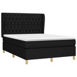 vidaXL Sommier à lattes de lit avec matelas Noir 140x200 cm Tissu
