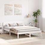 vidaXL Cadre de lit avec tête de lit Blanc 150 x 200 cm Pin massif
