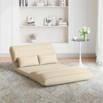 vidaXL Fauteuil de sol ajustable Crème Tissu