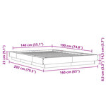 vidaXL Cadre de lit avec lumières LED chêne sonoma 140x190 cm