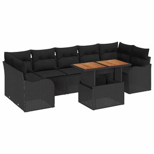 vidaXL Ensemble de canapé de jardin 8 Pièces Noir 100 x 55 x 73 cm