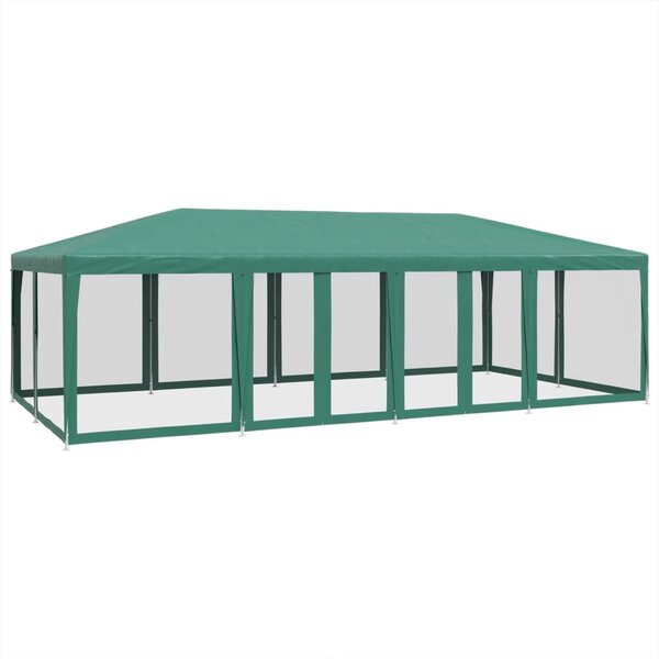 vidaXL Tente de fête avec 12 parois latérales en maille vert 8x4m PEHD