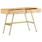Bureau table poste de travail meuble d'ordinateur informatique étude avec tiroirs 100 x 55 x 75 cm bois solide de manguier brun 02_0023461