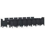 vidaXL Ensemble de salle à manger de jardin avec coussins 17 Pièces