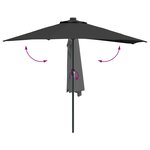 vidaXL Parasol de jardin Noir 294 x 150 x 224 cm Polyester et Acier