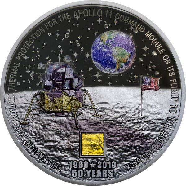 Monnaie MOON LANDING Apollo 11 50th Anniversary 3 Oz Argent 20$ Cook Islands 2019 (PRÉCOMMANDE)
