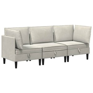 vidaXL Ensemble de meubles pour le salon 3 Pièces Crème Velours