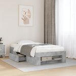vidaXL Cadre de lit sans matelas gris béton 100x200 cm bois ingénierie