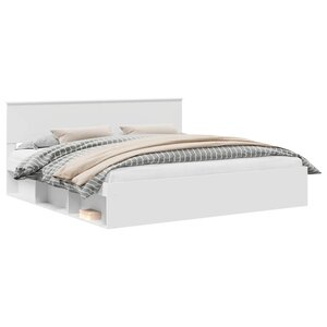 vidaXL Cadre de lit avec tête de lit Blanc 200 x 200 cm Pin massif