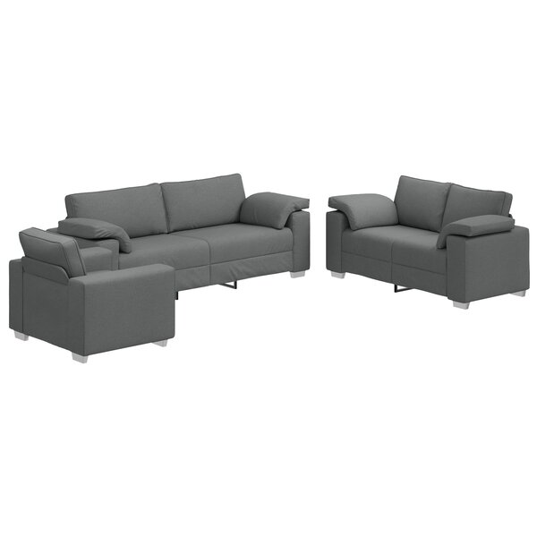 Canapé 3 pièces vidaXL avec coussins en tissu gris foncé
