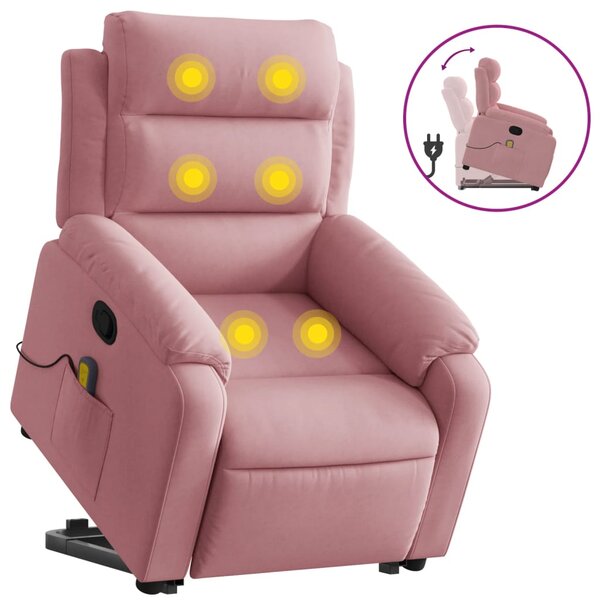 vidaXL Fauteuil de massage inclinable Rose Velours