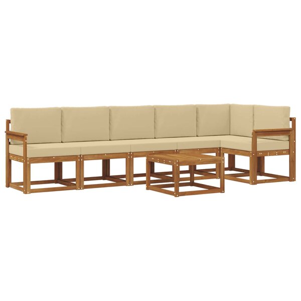 vidaXL Ensemble de canapés d'extérieur 7 pc Naturel et Beige
