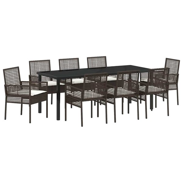 vidaXL Ensemble de salle à manger pour jardin 9 Pièces Marron polyrotin