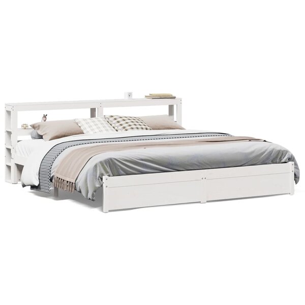 vidaXL Cadre de lit avec tête de lit sans matelas blanc 200x200 cm