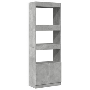 vidaXL Buffet haut 63x33x180 cm gris béton bois d'ingénierie