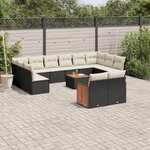 vidaXL Salon de jardin avec coussins 13 Pièces noir résine tressée