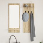 vidaXL Porte-manteau mural avec étagère avec stockage avec miroir Chêne Sonoma 70 x 10 x 90 cm
