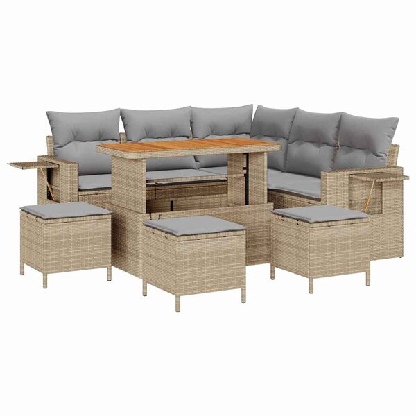 vidaXL Ensemble de canapé de jardin 9 Pièces beige et gris clair