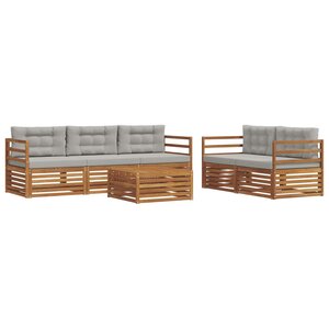 vidaXL Ensemble de canapés d'extérieur 6 pc Gris Naturel et Clair