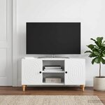 vidaXL Meuble TV Blanc 102 x 34 5 x 50 cm Bois d'ingénierie