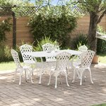 vidaXL Ensemble de salle à manger de jardin 7 pièces en aluminium blanc