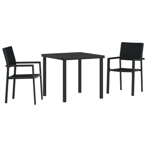 vidaXL Ensemble de salle à manger pour jardin 3 Pièces Noir Poly rotin