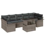 vidaXL Ensemble de canapé de jardin avec coussin 8 Pièces Gris Poly rotin