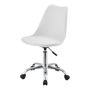 Fauteuil chaise de bureau siège rembourré à 5 roulettes rotatif à 360° et réglable en hauteur métal blanc 03_0004996