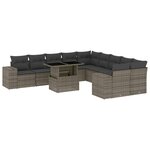 vidaXL Salon de jardin 11 Pièces avec coussins gris résine tressée